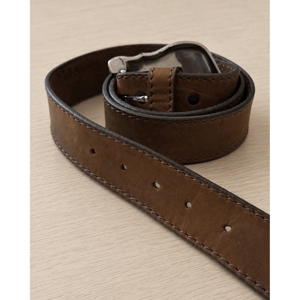 Justin Top Grain Leather Western Belt Size 44 Brown Cowboy Rodeo Buckle USA - Picture 5 of 6
